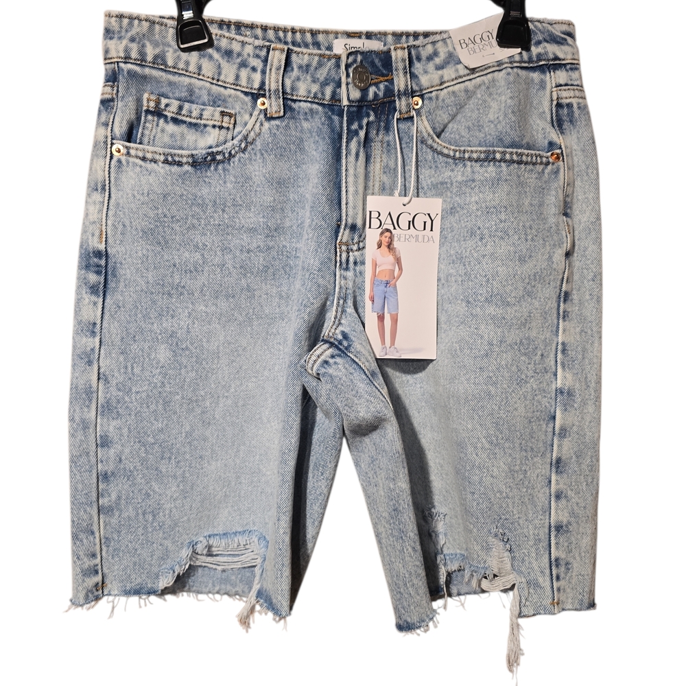 Simple Society Bermuda Denim Shorts - Light Blue Size 5/27